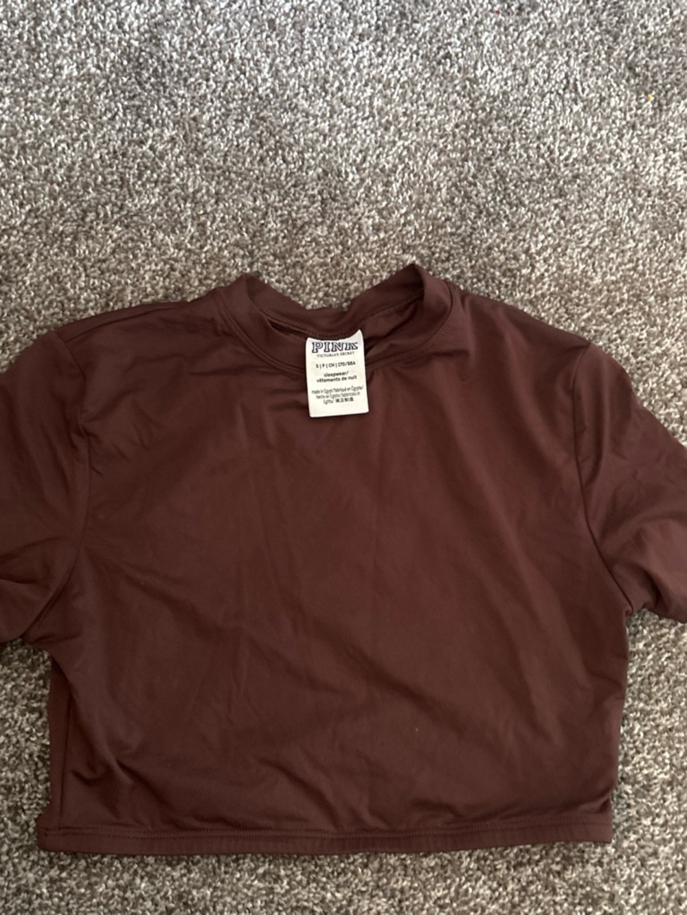 PINK Victoria's Secret Brown Cropped Crewneck Top